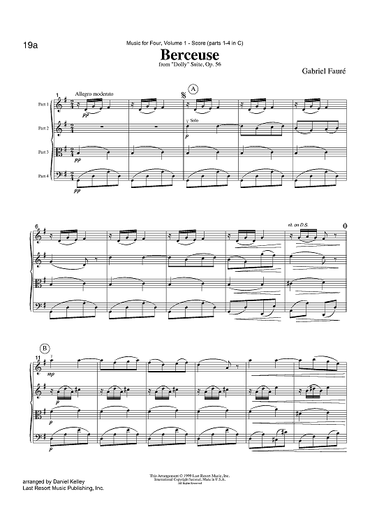 Berceuse - from "Dolly" Suite, Op. 56 - Score