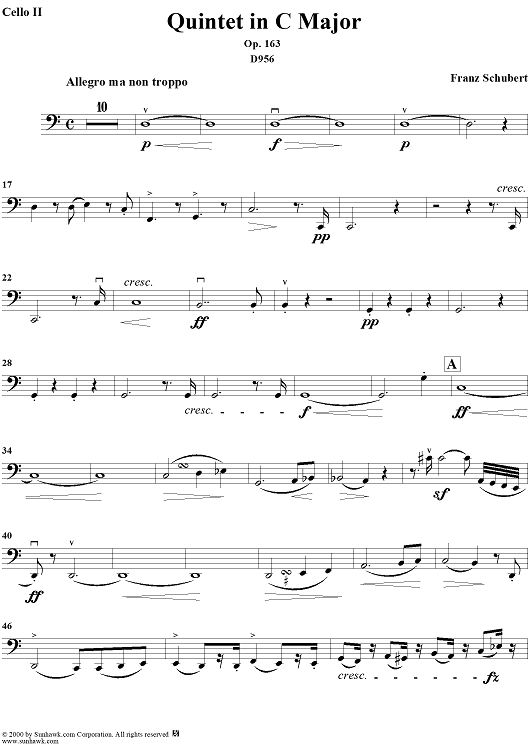 String Quintet in C Major, Op. posth. 163 - Cello 2
