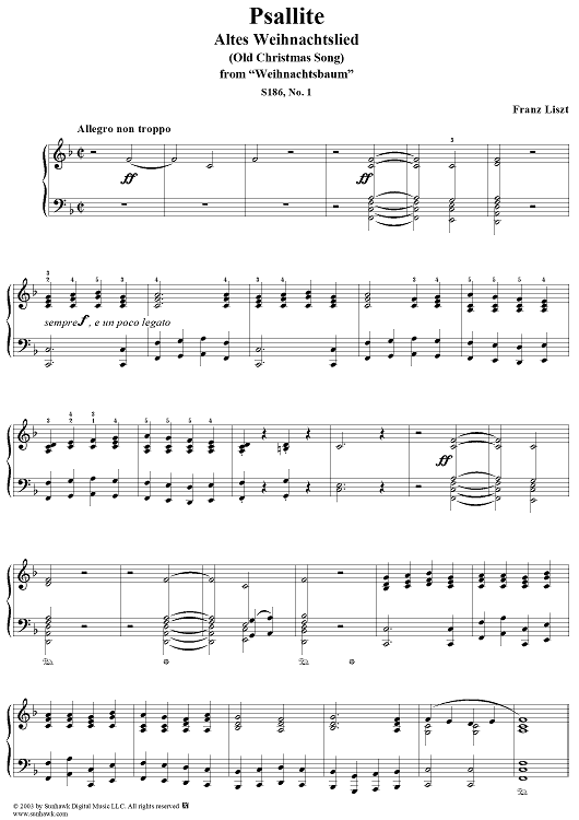 Psallite, No. 1 from "Weihnachtsbaum", S186