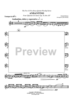 Andantino - From "Quartet in G minor, Op. 10, Mvt. III" - Trumpet 1 in Bb