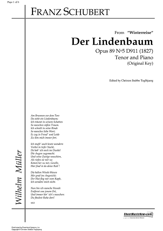 Der Lindenbaum Op.89 No. 5 D911