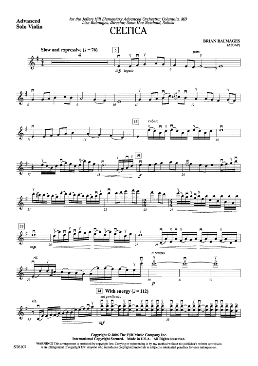 Celtica - Advanced Solo Violin (Grade 4)