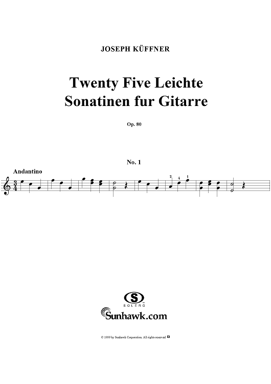 Twenty five leichte Sonatinen fur Gitarre