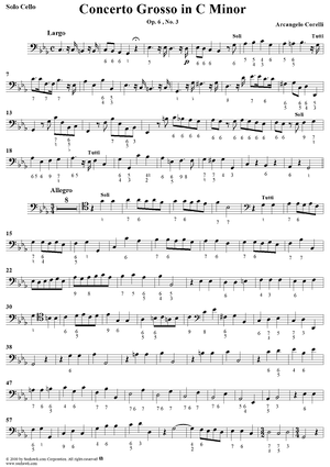 Concerto Grosso No. 3 in C Minor, Op. 6, No. 3 - Solo Cello