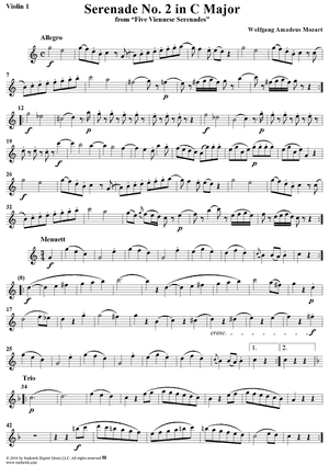 Serenade No. 2 in C Major from "Five Viennese Serenades" - Violin 1