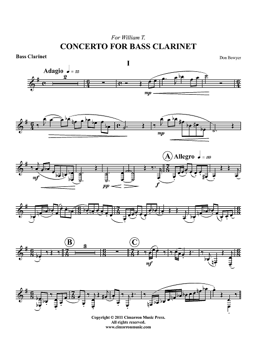 Concerto for Bass Clarinet - Bass Clarinet