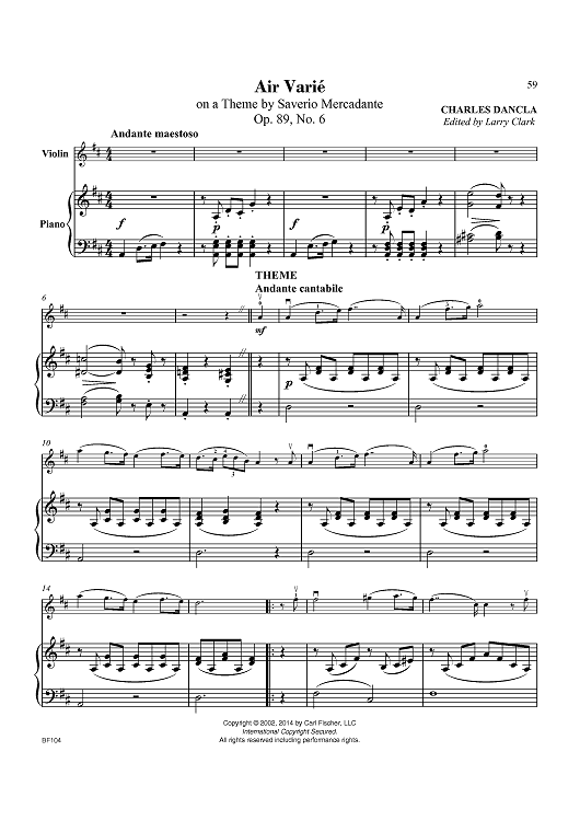 Air Varié on a Theme by Saverio Mercadante Op. 89, No. 6