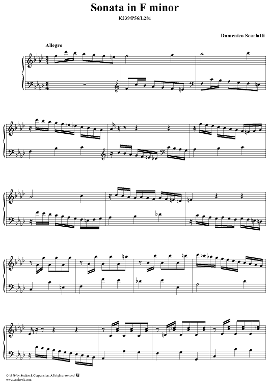 Sonata in F minor, K. 239