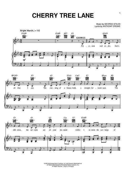 Cherry Tree Lane" Sheet Music for Piano/Vocal/Chords Sheet Music Now