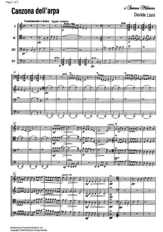 Canzone dell'arpa (Song of the harp) - Full Score