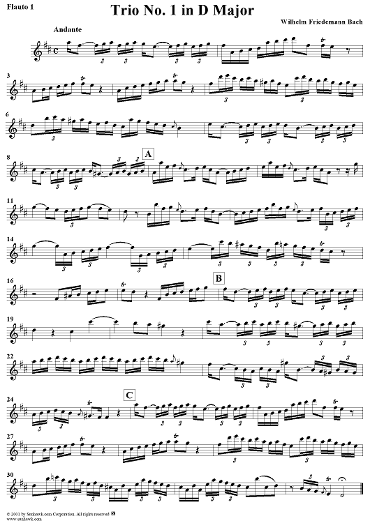 Trio Sonata No. 1 in D Major - Flute 1