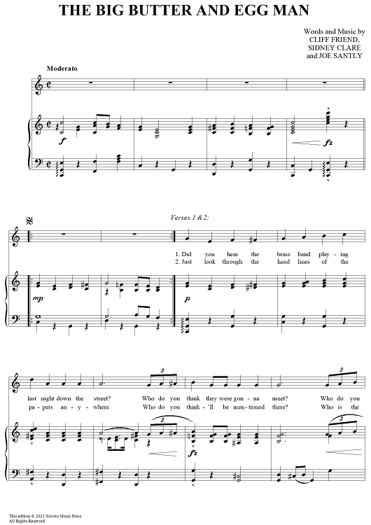 The Big Butter and Egg Man" Sheet Music for Piano/Vocal Sheet Music Now