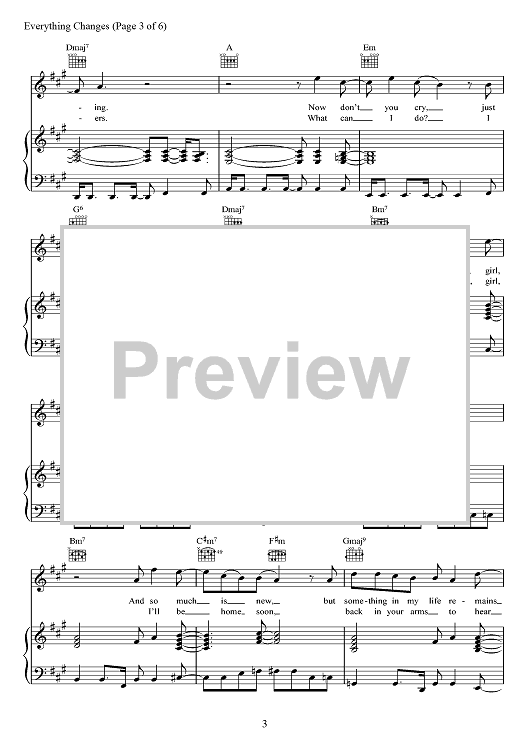 Everything Changes" Sheet Music by Take That for Piano/Vocal/Chords