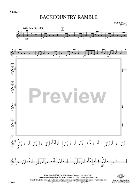 Backcountry Ramble Violin 1" Sheet Music for String Orchestra Sheet