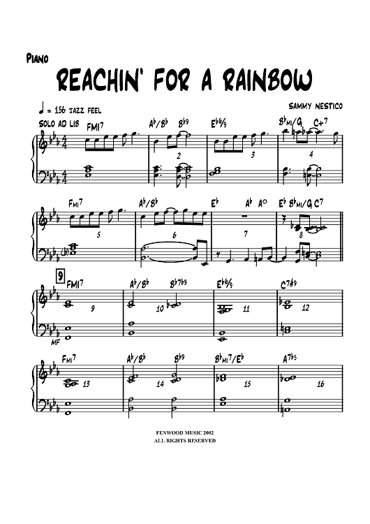 Reachin' For a Rainbow - Piano