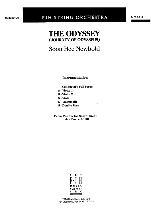 The Odyssey (Journey of Odysseus) - Score Cover