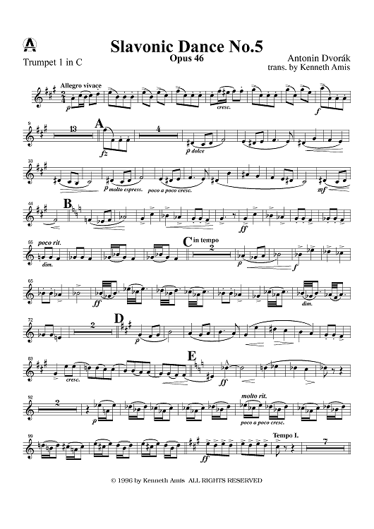 Slavonic Dance No. 5, Op. 46 - Trumpet 1 in C