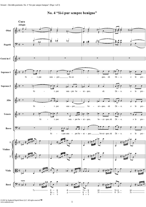 "Si-i pur sempre benigno", No. 4 from "Davidde Penitente", K469 - Full Score