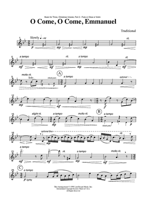 O Come, O Come, Emmanuel - Part 2 Flute, Oboe or Violin
