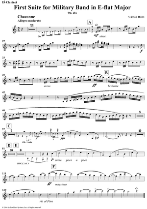 First Suite in E-flat, Op. 28a - E-flat Clarinet