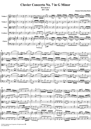 Clavier Concerto No. 7 in G Minor, BWV1058 Mvmt. 1 - Score