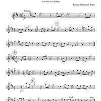 Gavotte - from Suite #3 in D Major - Part 1 Flute, Oboe or Violin