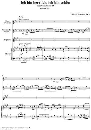 "Ich bin herrlich, ich bin schön", Aria, No. 4 from Cantata No. 49: "Ich geh' und suche mit Verlangen" - Piano Score