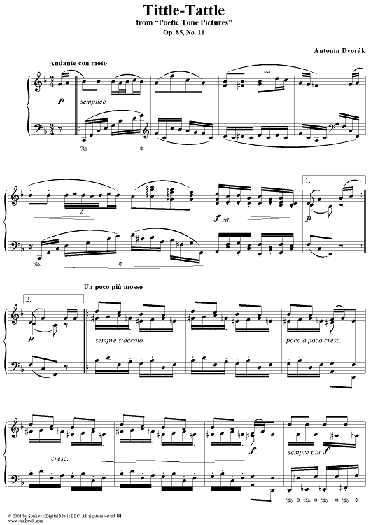 Tittle-tattle, No. 11 from "Poetic Tone Pictires", Op. 85