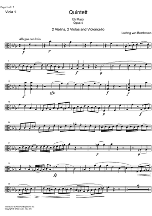 String Quintet Eb Major Op. 4 - Viola 1
