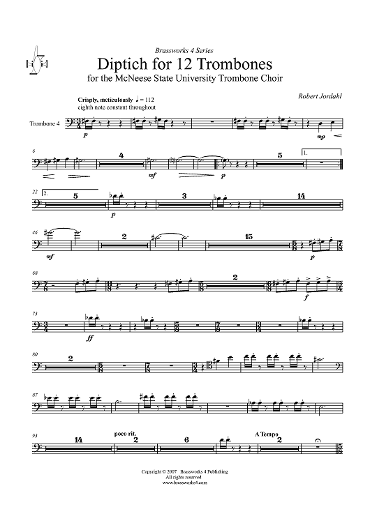 Diptich for Twelve Trombones - Trombone 4
