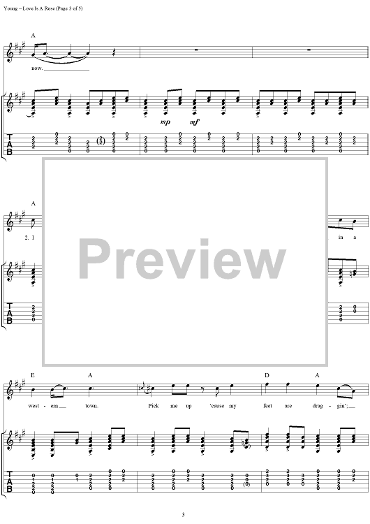 Love Is A Rose" Sheet Music by Linda Ronstadt; Neil Young for Guitar