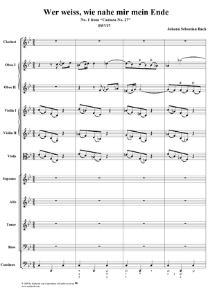 Wer weiss, wie nahe mir mein Ende - No. 1 from "Cantata No. 27" - BWV27