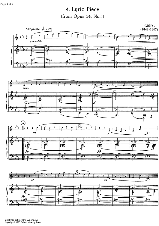 Lyric Piece Op.54 No. 5 - Score