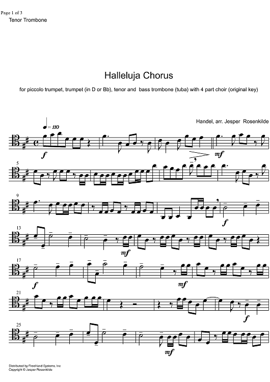 Hallelujah! from Messiah HWV 56 - Tenor Trombone