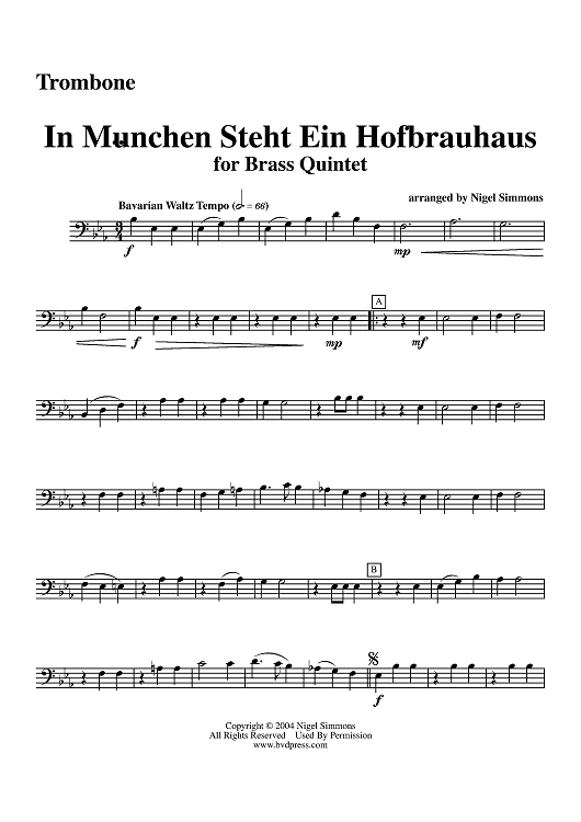 In München Steht Ein Hofbrauhaus - Trombone