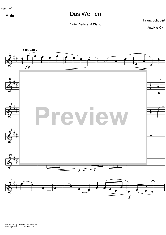 Das Weinen Op.106 No. 2 D926 - Flute