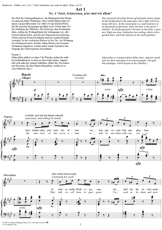 Fidelio, Op. 72, No. 1: "Jetzt, Schätzchen, jetzt sind wir allein"