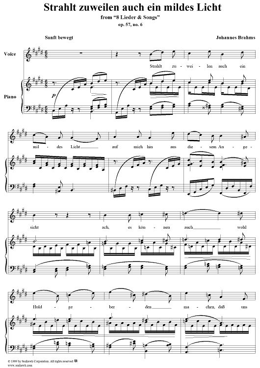 Strahlt zuweilen auch ein mildes Licht - No. 6 from "8 Lieder & Songs" - Op. 57