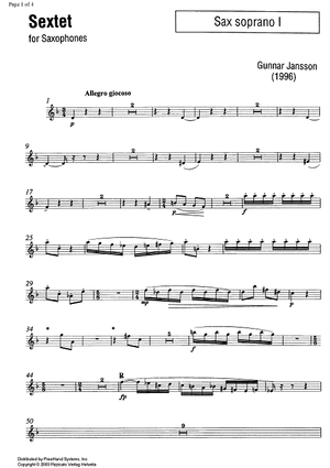 Sextet - B-flat Soprano Saxophone 1