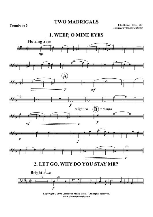 Two Madrigals - Trombone 3