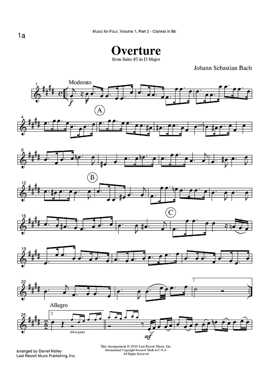 Overture - from Suite #3 in D Major - Part 2 Clarinet in Bb