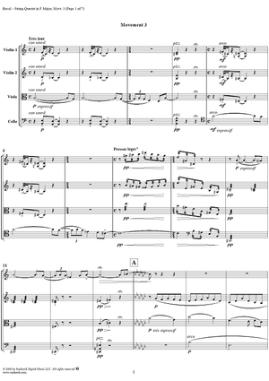 String Quartet in F Major, Movement 3 - Score