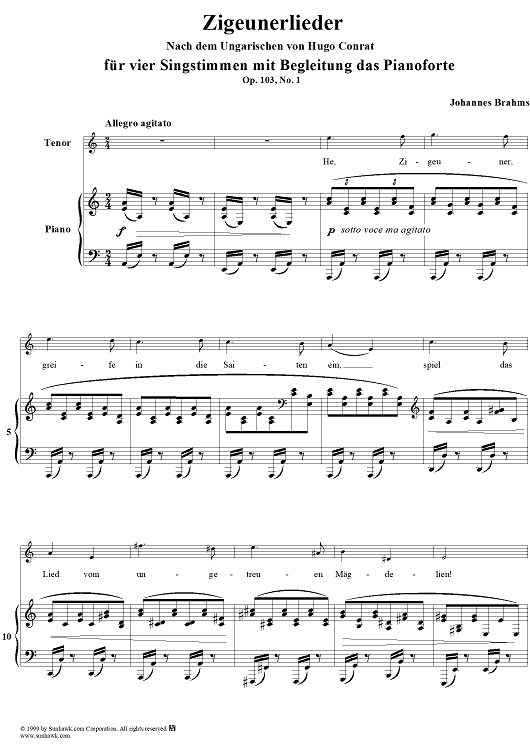 He, Zigeuner - From "Zigeunerlieder" Op. 103, No. 1