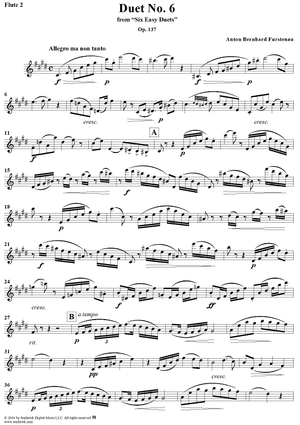 Duet No. 6 from Six Easy Duets, Op. 137 - Flute 2