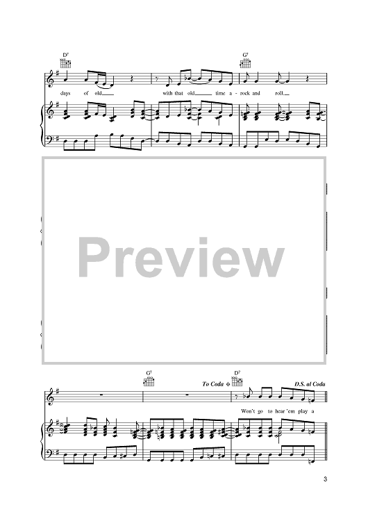 OLD TIME ROCK & ROLL Piano Sheet music