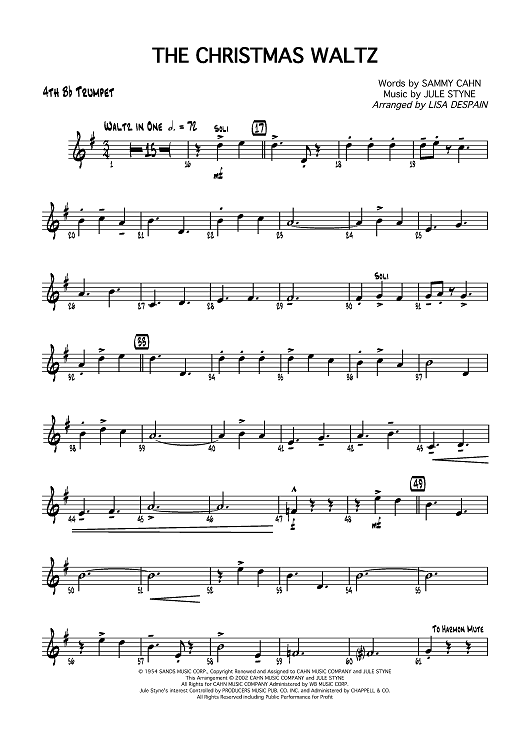 The Christmas Waltz - B-flat Trumpet 4