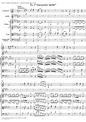 "Iam pastor Apollo", No. 3 from "Apollo et Hyacinthus" (K38) - Full Score