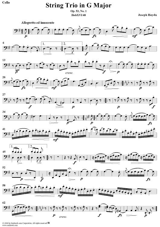 Op. 53, No. 1 - Cello