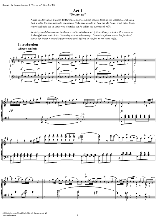 La Cenerentola, Act 1, Introduction - Vocal Score