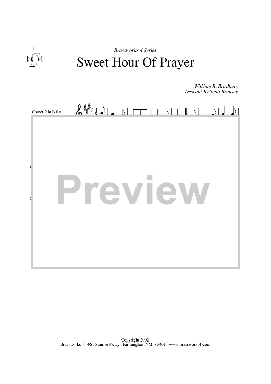 Sweet Hour of Prayer - Cornet 2
